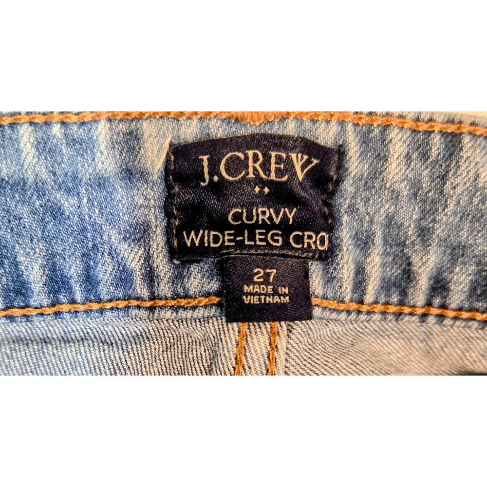 J.Crew Wide Leg Crop Jeans Womens 27 Blue Medium Wash Cropped Raw Hem Denim - Picture 3 of 6